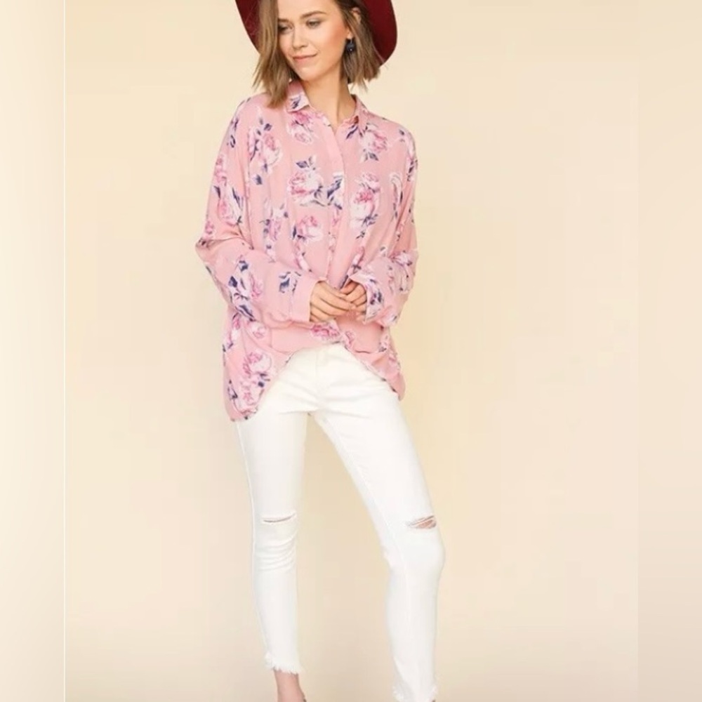 Umgee/ NWT/Floral High Low Cross/Front Hem Convertible Sleeve / various S and L - Picture 1 of 10